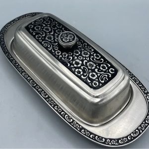 Vintage Oneida Mediterranea Floral 1960s Butter Dish
